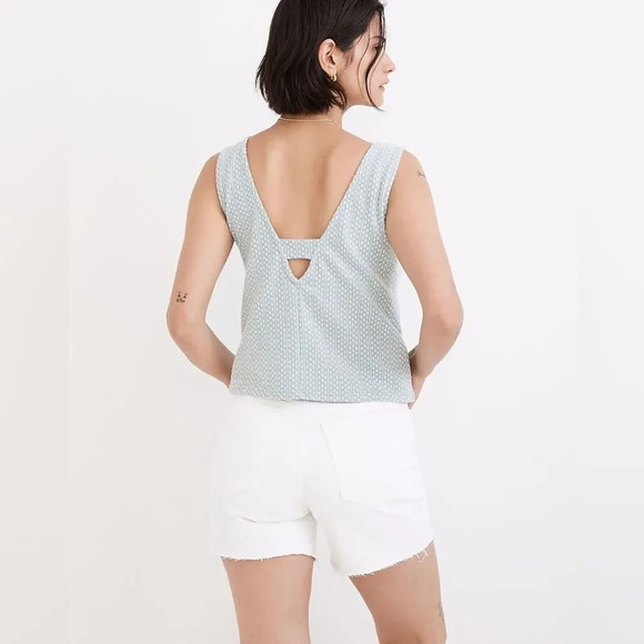 MADEWELL NWOT Jacquard Peekaboo Back Crop Tank in Faded Shale - Picture 3 of 8